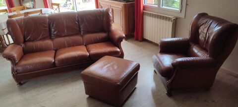 ENSEMBLE CANAPE FAUTEUIL POUF CUIR -  BON ETAT Fonsorbes (31)