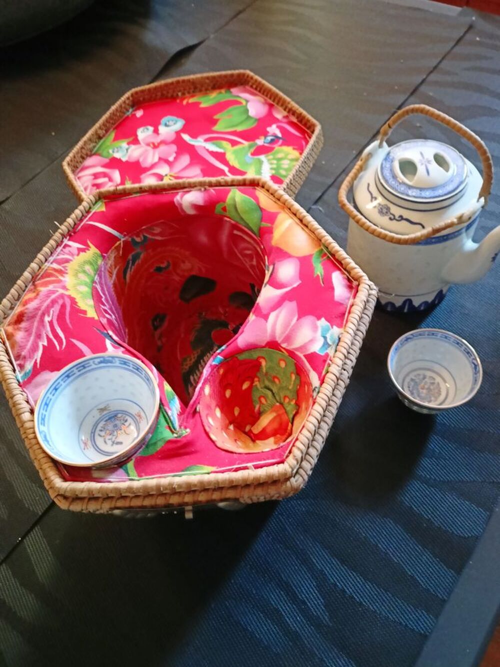 Panier &agrave; th&eacute; en Osier de voyage Décoration