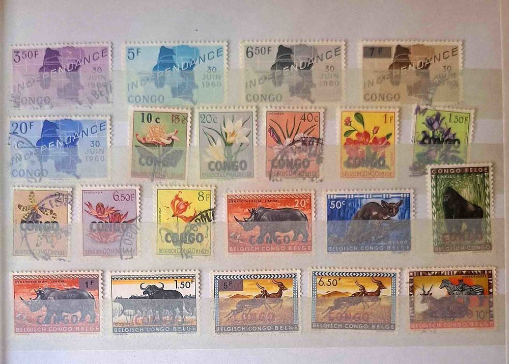 S&eacute;rie de timbres de collection du Congo Belge 