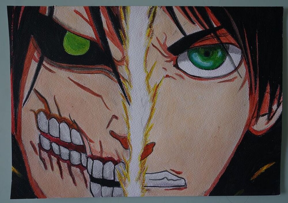 peinture - l'attaque des titans 4 1- sur papier aquarelle fo Décoration