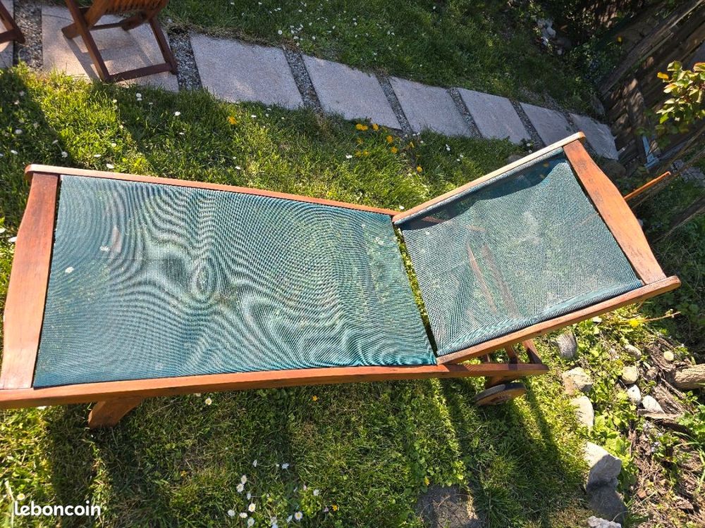 Bain de soleil bois exotique et toile Jardin