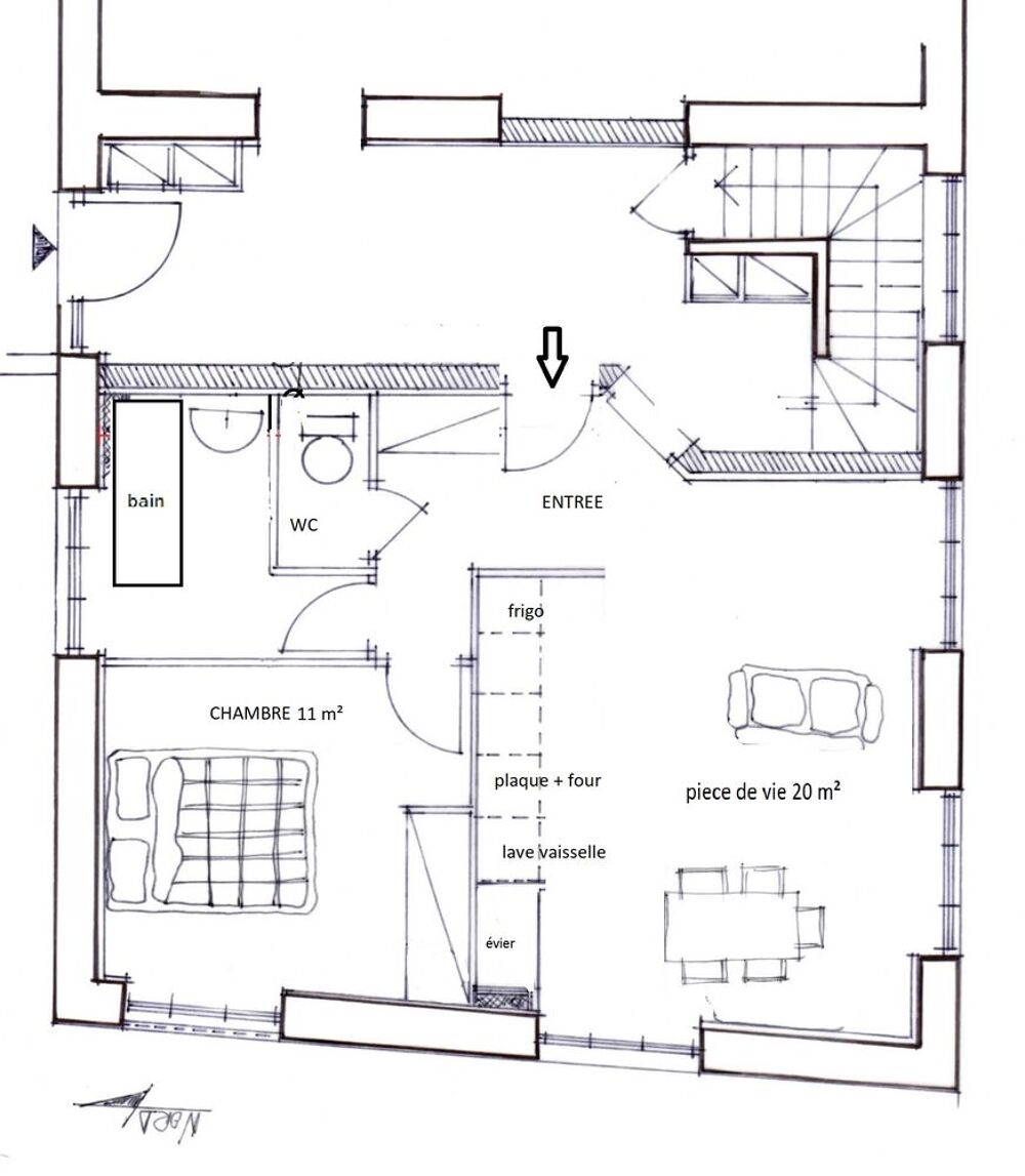 Location Appartement T2 lumineux 1chambre, cave Brignais