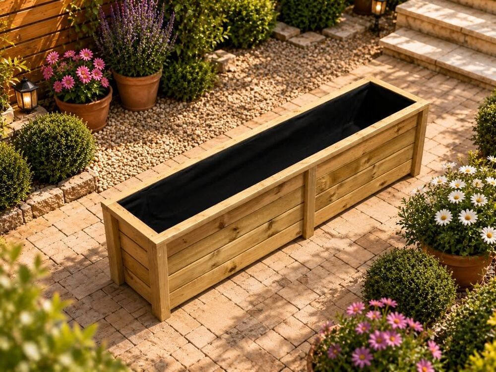 Jardini&egrave;re longue en bois 180 &times; 40 &times; 40 cm Jardin