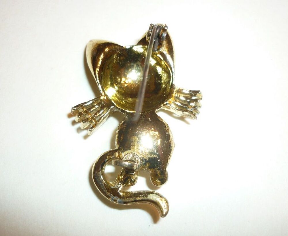Bijou fantaisie vintage BROCHE CHAT (attache &eacute;pingle) Bijoux et montres