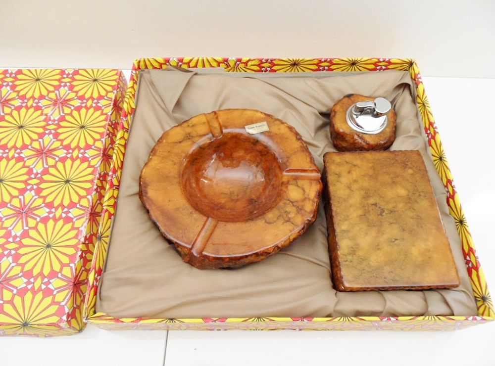 RARE SET COMPLET DU FUMEUR PIERRE ALBATRE TAILLEE VINTAGE tb 