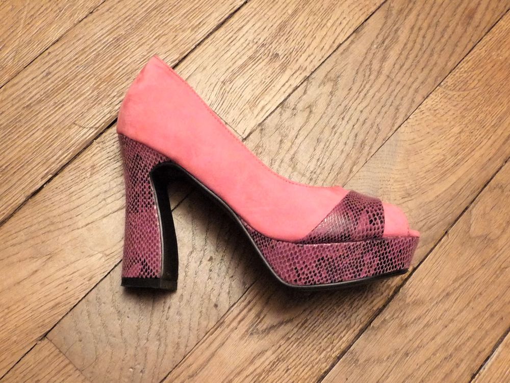 Escarpins/ Chaussures Compens&eacute;es Rose/ Violet &agrave; Talon-Jaclin Chaussures