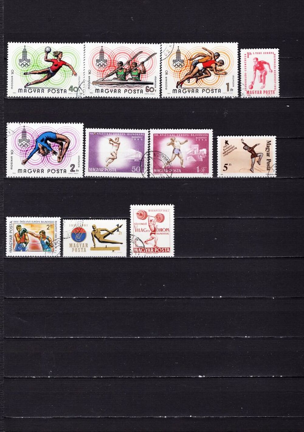 lot de 44 timbres de HONGRIE sur les SPORTS 