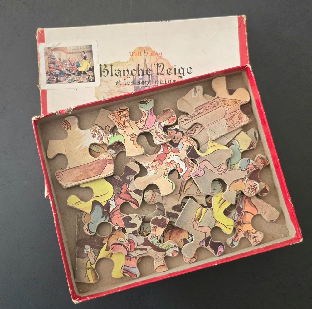 Puzzle en bois de 1958, Blanche neige et 7 nains Walt Disney Jeux / jouets