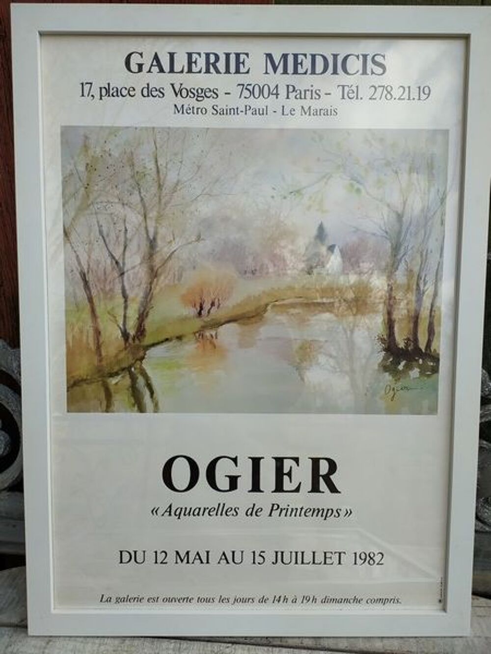 Affiche OGIER Aquarelles de Printemps Galerie M&Eacute;DICIS 1982 