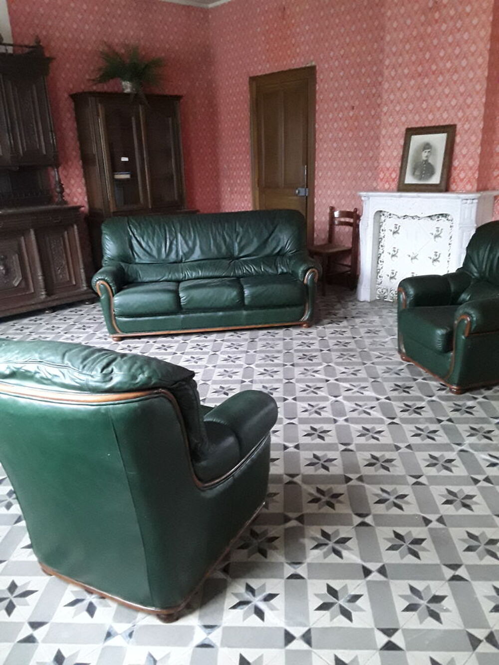 salon vert cuire Meubles