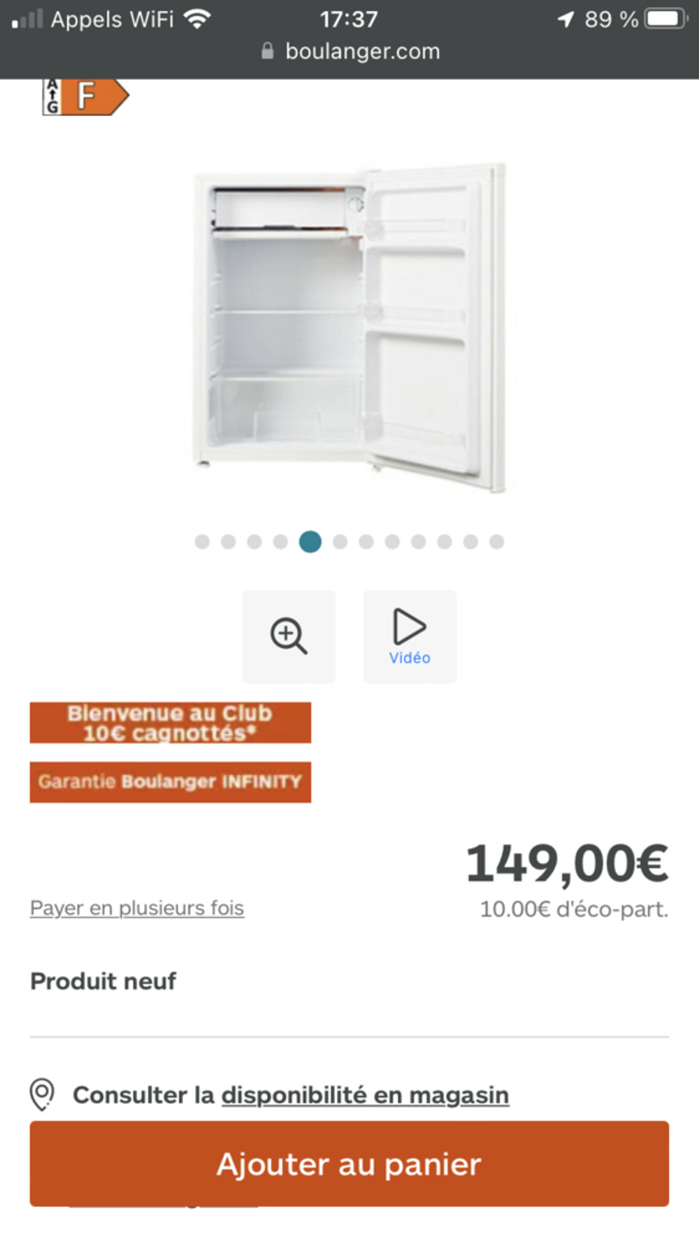 R&eacute;frig&eacute;rateur top neuf Electroménager