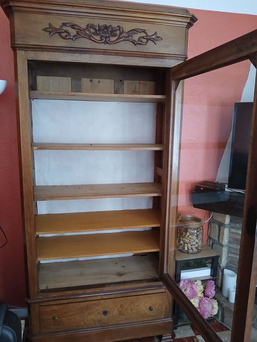 armoire vitrine avec tiroir e bois Meubles