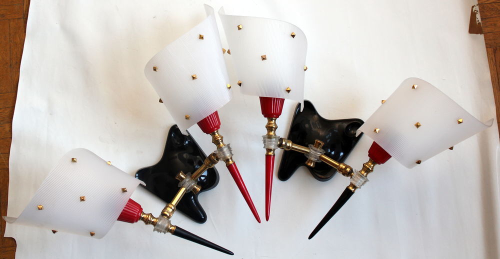 Paire d'appliques double vintage 50 Rockabilly style Guarich Décoration