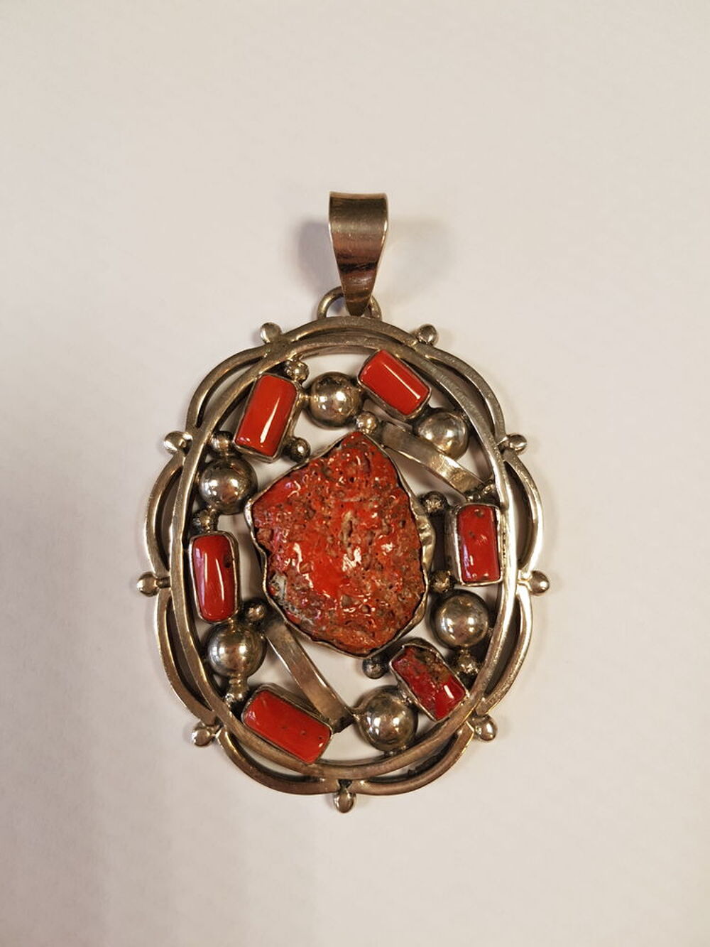 Pendentif Argent 925 + corail neuf Bijoux et montres