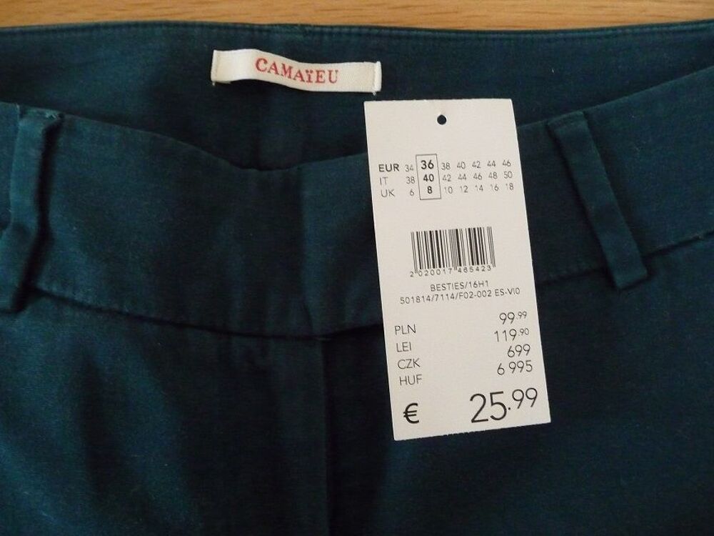 Pantalon vert fonc&eacute; taille 36-38 CAMAIEU - NEUF Vêtements