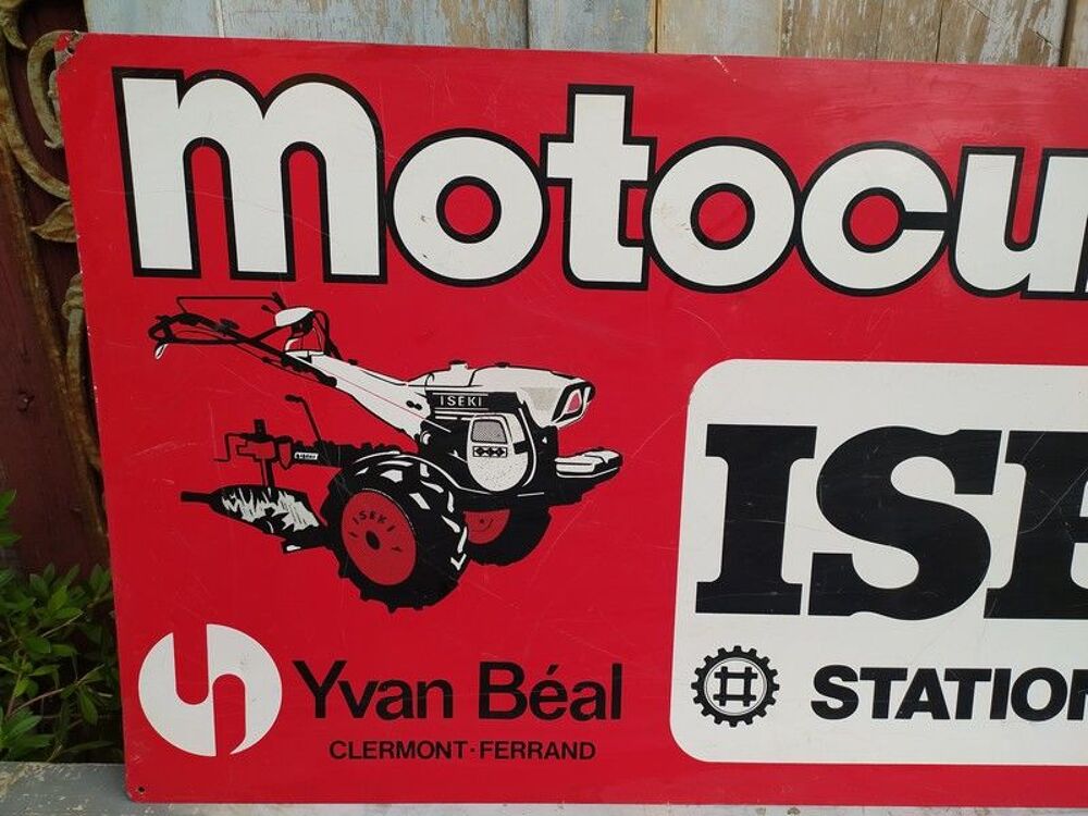 Plaque T&ocirc;le Publicitaire Motoculteur ISEKI Clermont Ferrand 