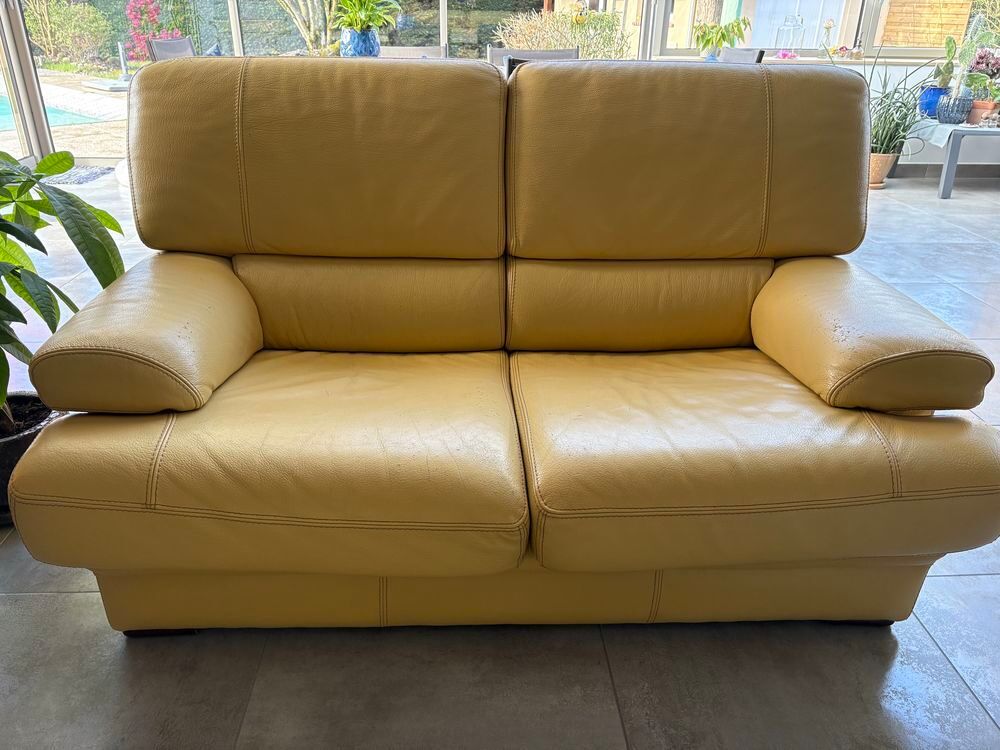 ensemble, canap&eacute;, fauteuil, bouffe, 4 places, cuir buffle Meubles