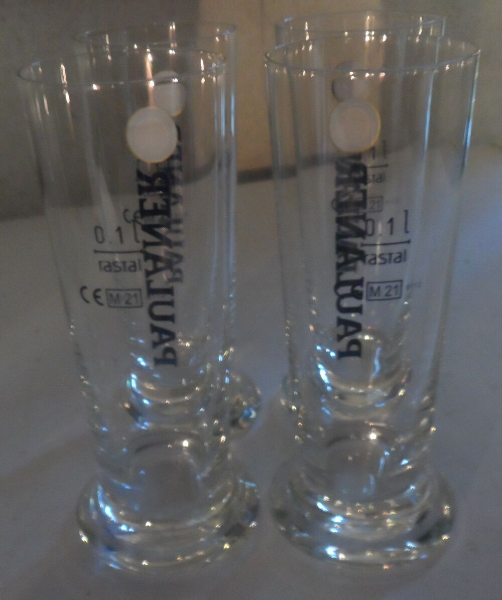 4 verres &agrave; bi&egrave;re Allemand Galopin neuf PAULANER MUNCHEN 10cl Cuisine