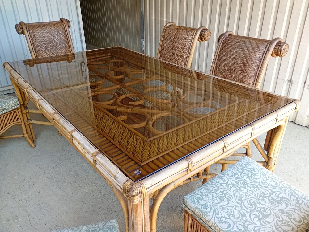 SALON DE JARDIN BAMBOU ROTIN STYLE COLONNIAL Meubles
