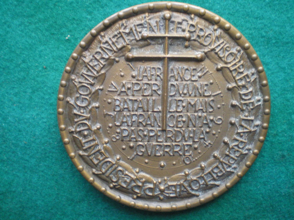 M&eacute;daille Ch. de Gaulle - Pr&eacute;sident Gouvernement Provisoire. 