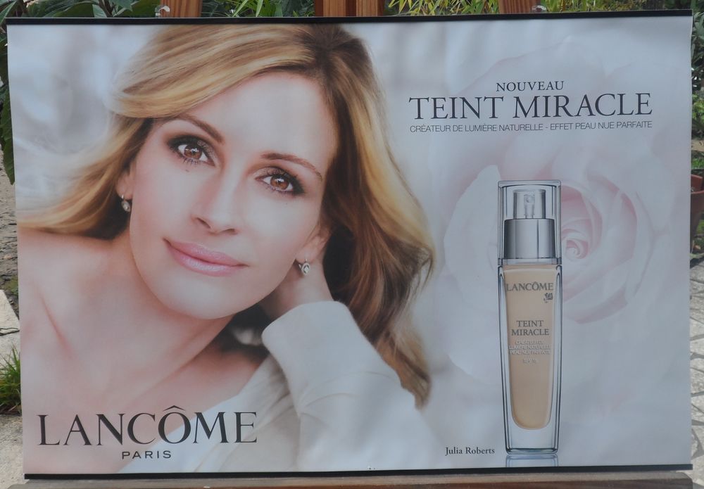 Affiche bi-c&ocirc;t&eacute; LANC&Ocirc;ME Paris Julia Roberts sur papier glac&eacute; Décoration