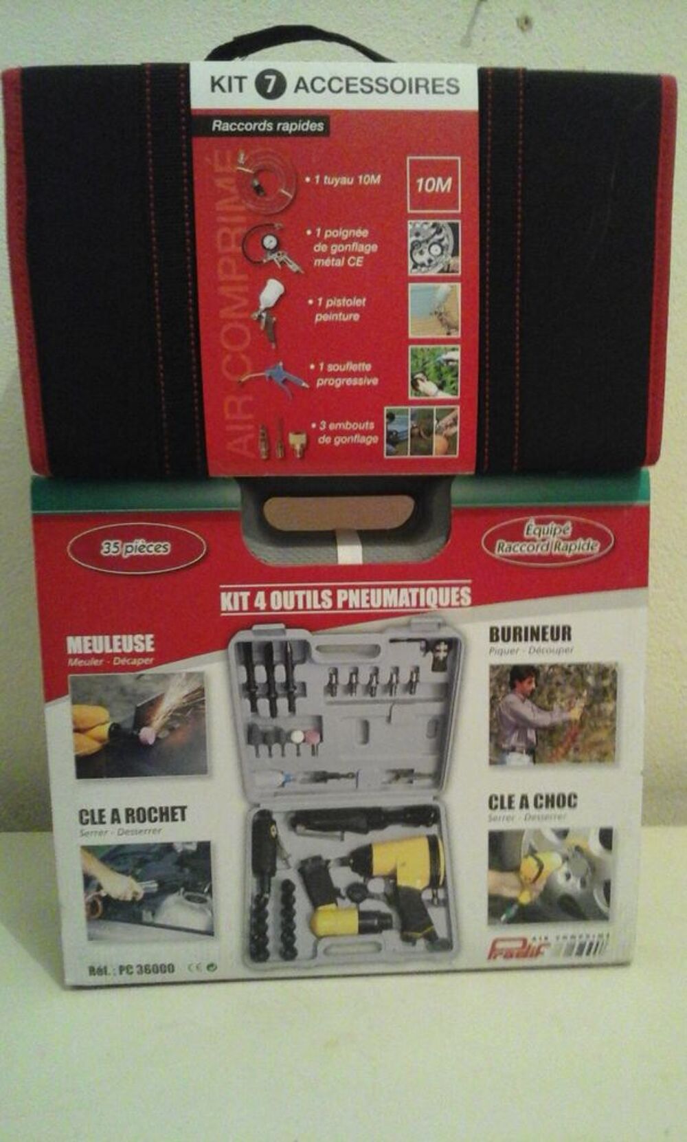COMPRESSEUR 100 l sans huile JAMAIS SERVI + outils et access Bricolage