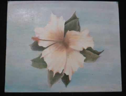 Tableau ibiscus: peinture � l'huile originale 20 Roquefort-les-Pins (06)