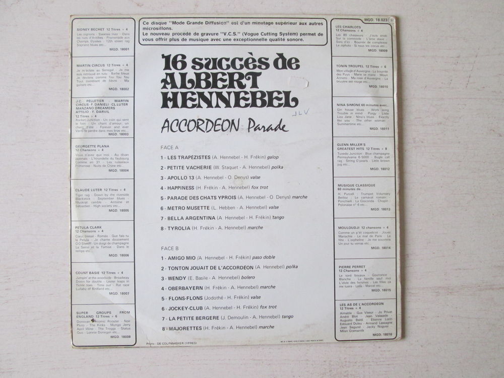 Albert Hennebel Accord&eacute;on parade CD et vinyles