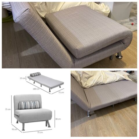 Fauteuil Convertible 1 Place Chauffeuse Canap-lit 3 en 1 Do 75 Tarare (69)