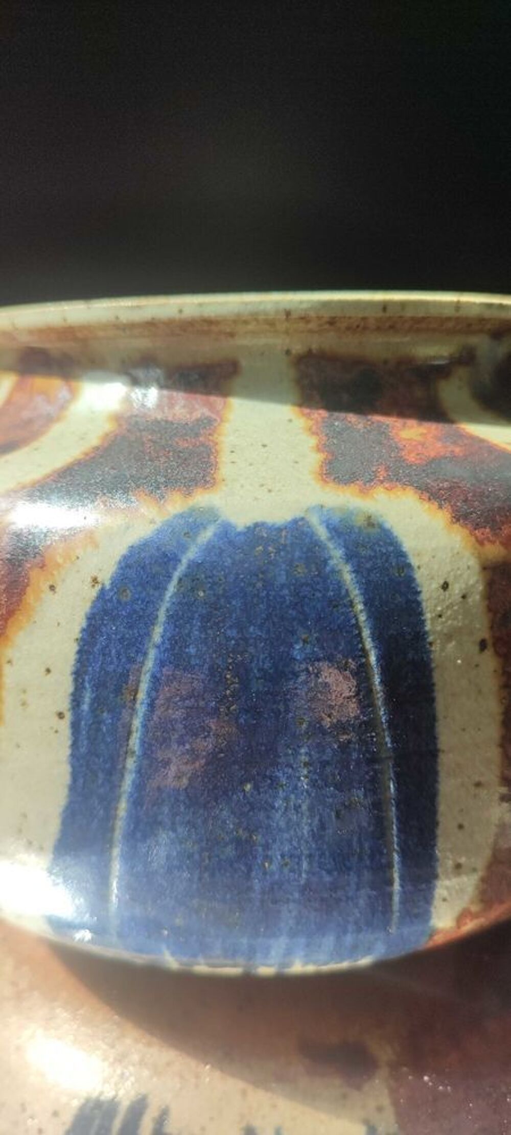 Vase Boule en Gr&egrave;s pyrit&eacute; sign&eacute; 