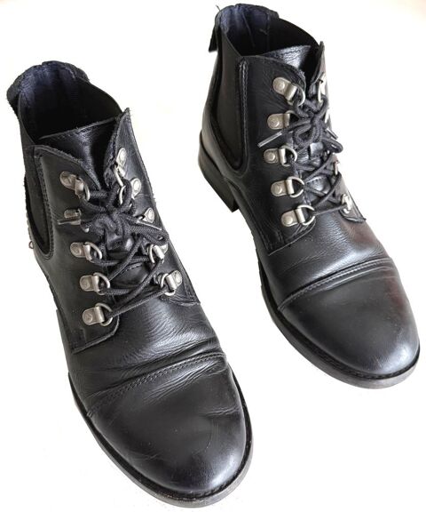 Bottines noires cuir femme P. 39 15 Lanton (33)