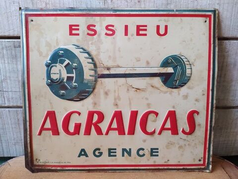 Plaque Tôle Publicitaire Automobile Essieu Agraicas 1954 150 Loches (37)