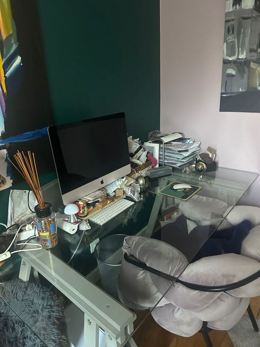 Bureau en verre et bois Meubles