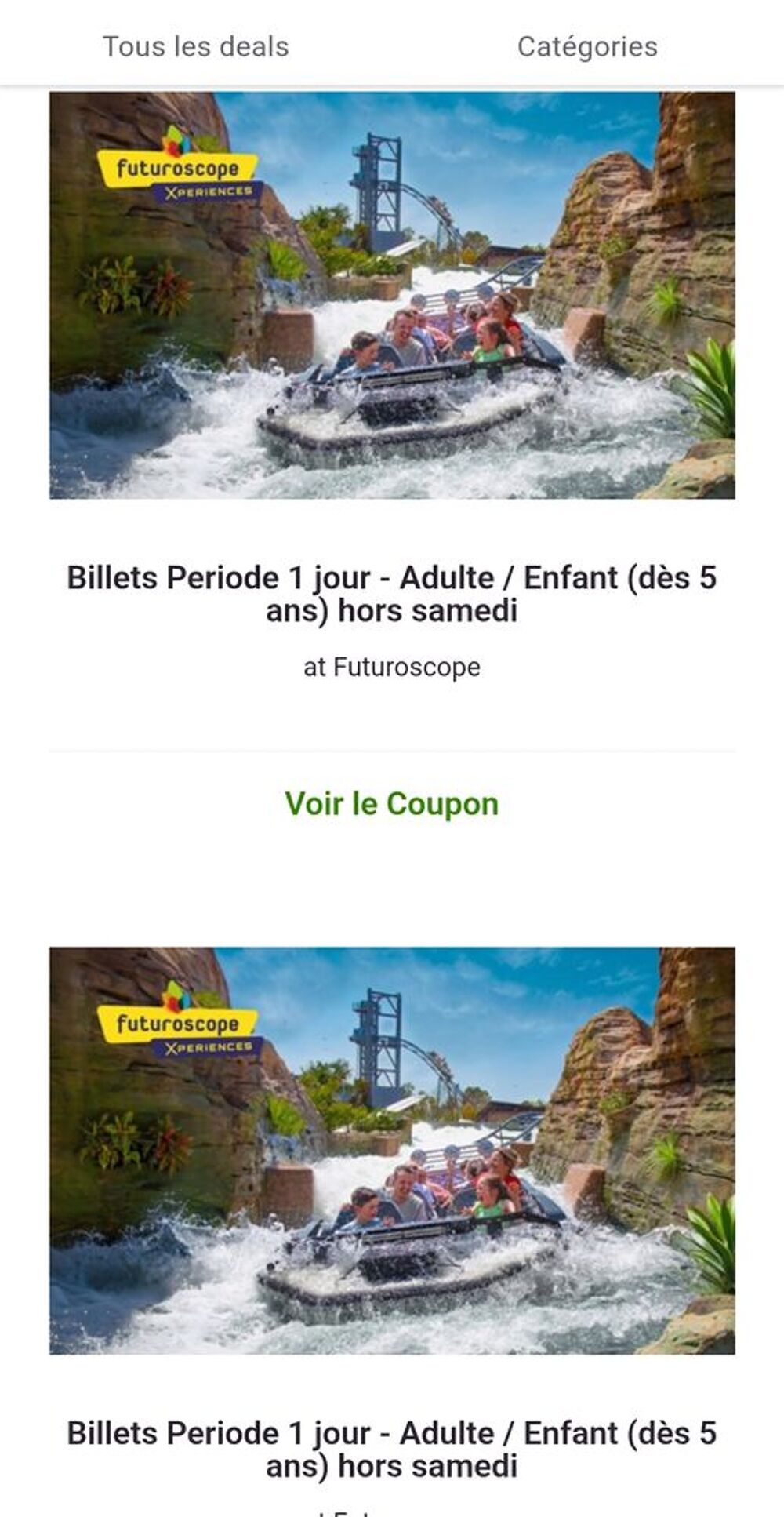 2 billet adultes futuroscope Poitiers 
Billetterie
