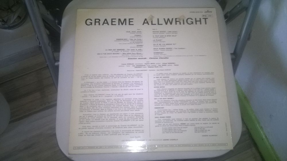 Vinyle Graeme Allwright
1968
Excellent etat
Joue, Joue, J CD et vinyles