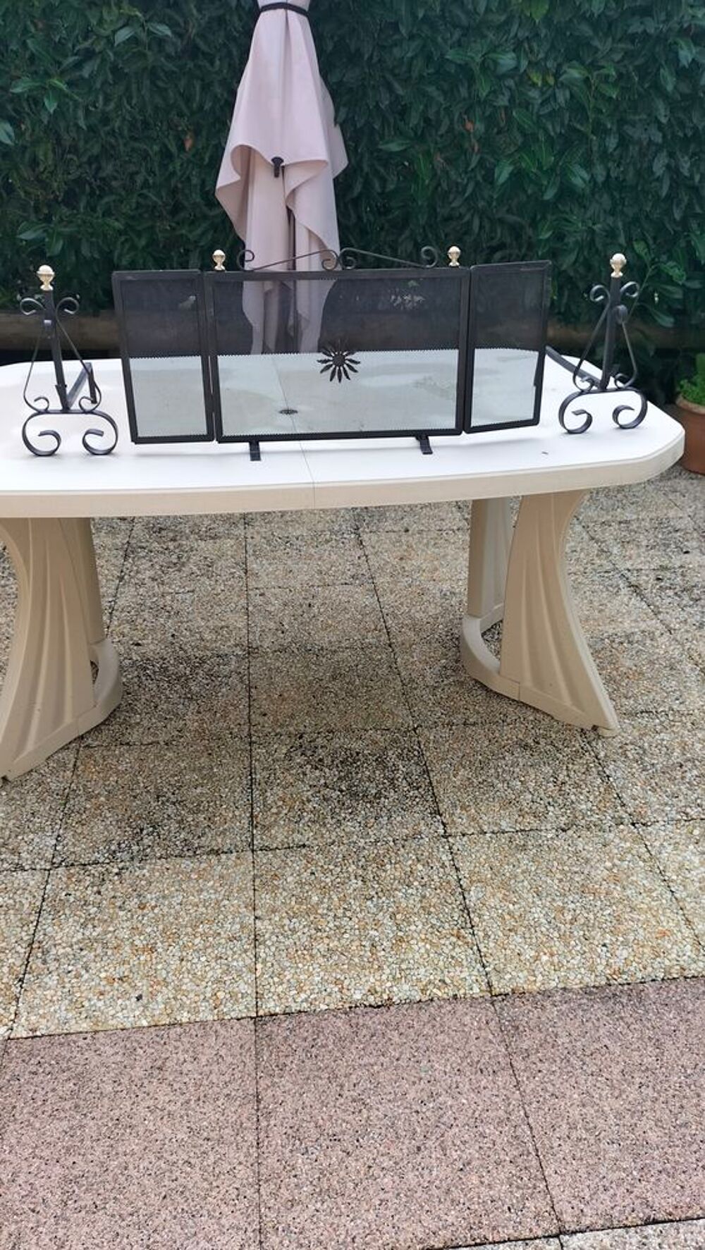 Chenets + grille de protection D�coration