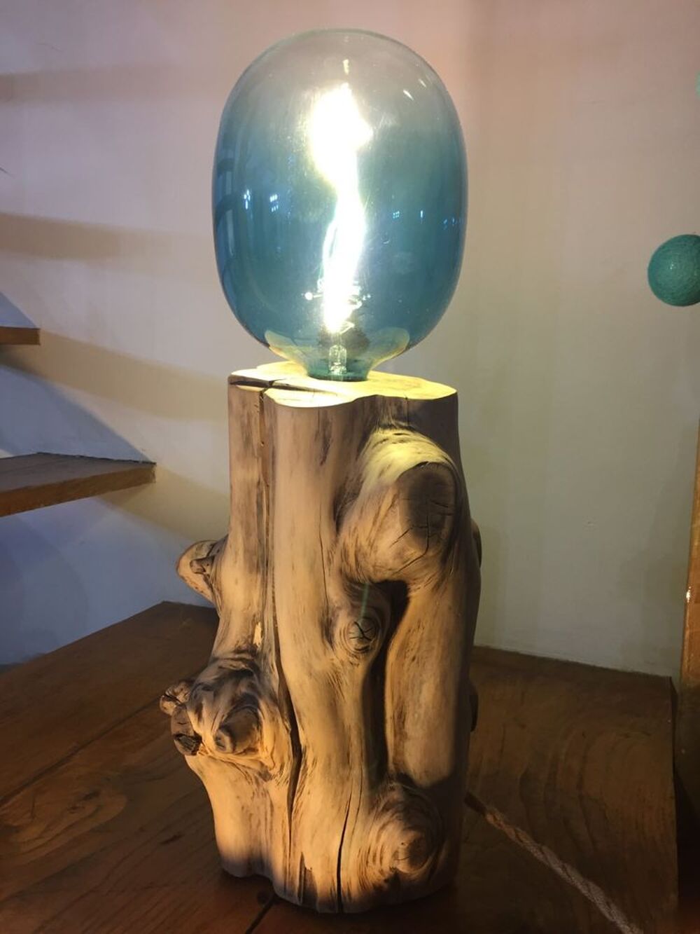 Lampe b&ucirc;che en bois Décoration