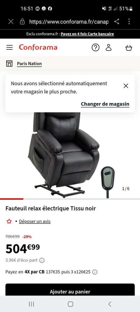 fauteuil relaxation releveur en simili cuir jamais uti Fontenay-Trésigny (77)