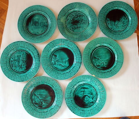 Assiettes � dessert Fa�ence de RUBELLES fin XIX eme 100 Issy-les-Moulineaux (92)