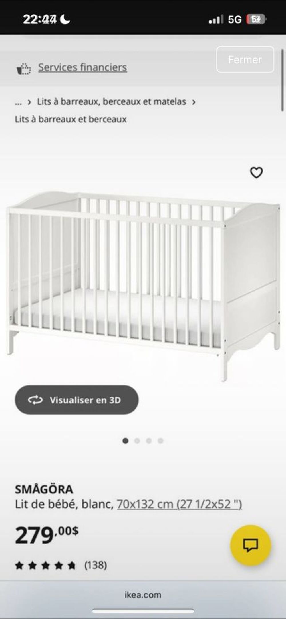 Berceau b&eacute;b&eacute; avec matelas Mobilier enfants