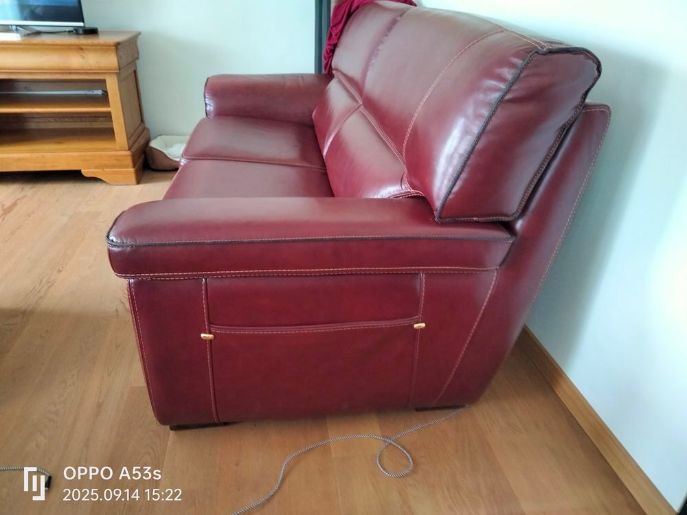 Canap&eacute; cuir bordeau contemporain achet&eacute; chez tout salon Meubles