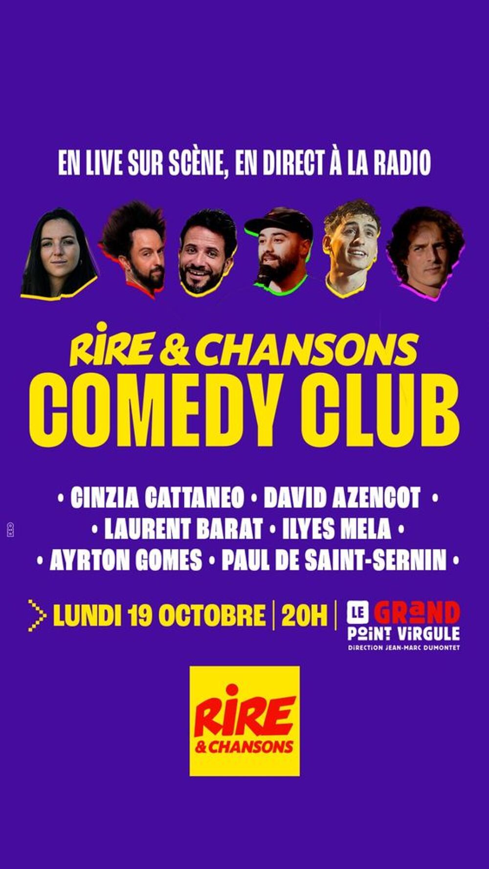 4 billets pour Rire &amp; Chansons Comedy Club lundi 19 octobre Billetterie