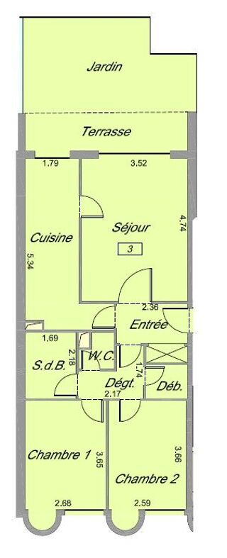  Appartement � vendre 3 pi�ces 61 m�