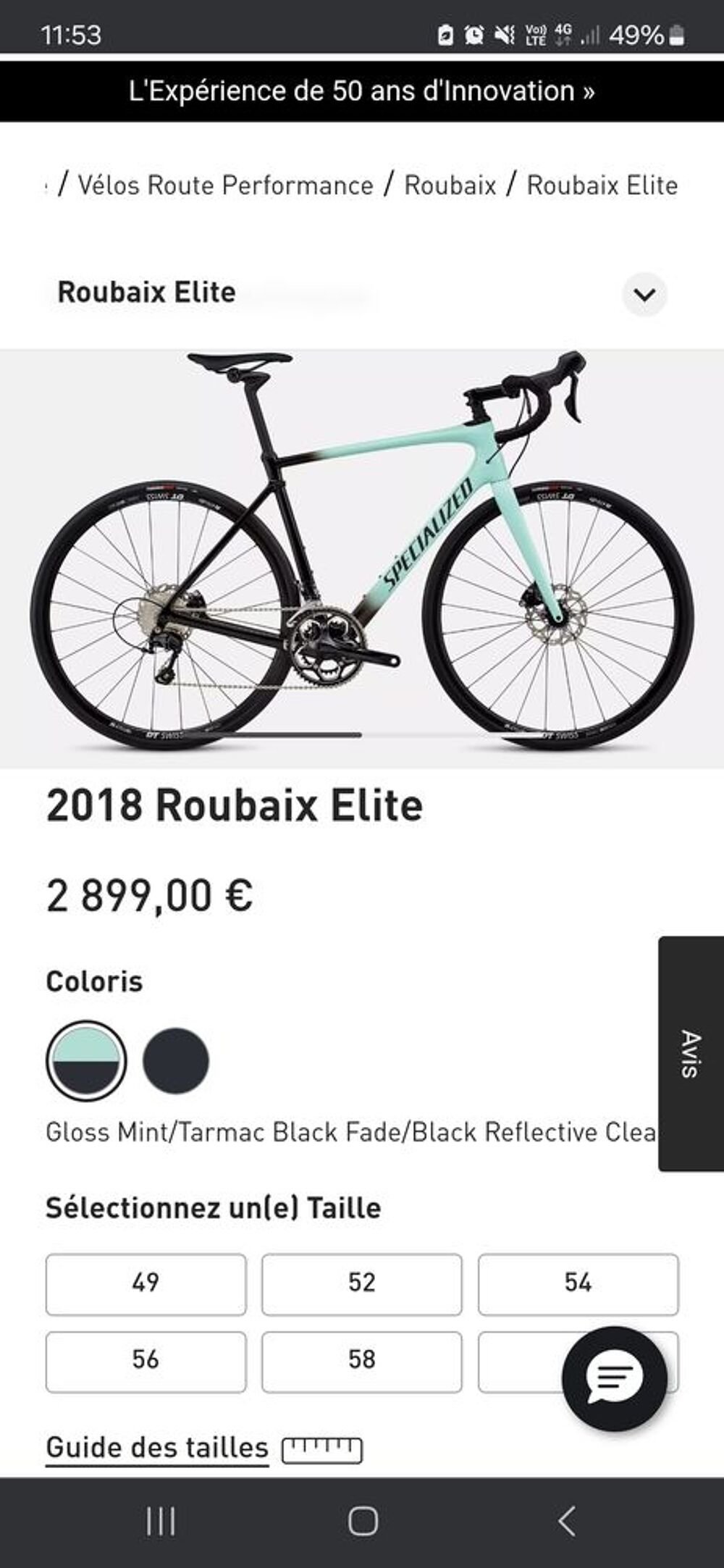 V&eacute;lo de route Specialized Roubaix Elite Carbone Vélos