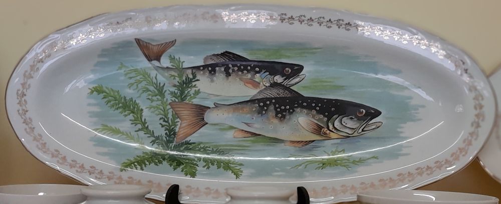 Service &agrave; poissons en porcelaine Décoration