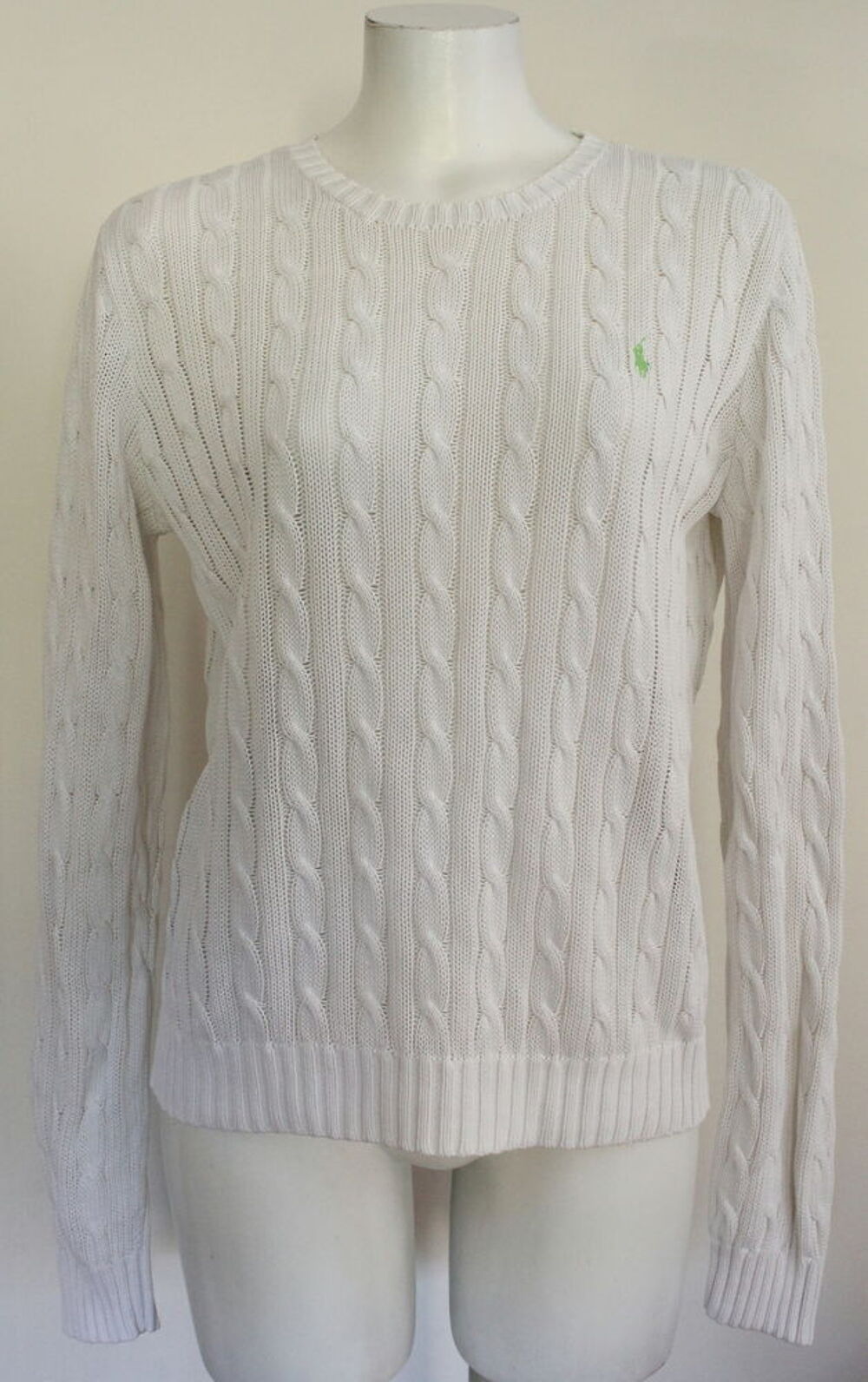 Pull blanc coton torsad&eacute; RALPH LAUREN 
T.L Vêtements