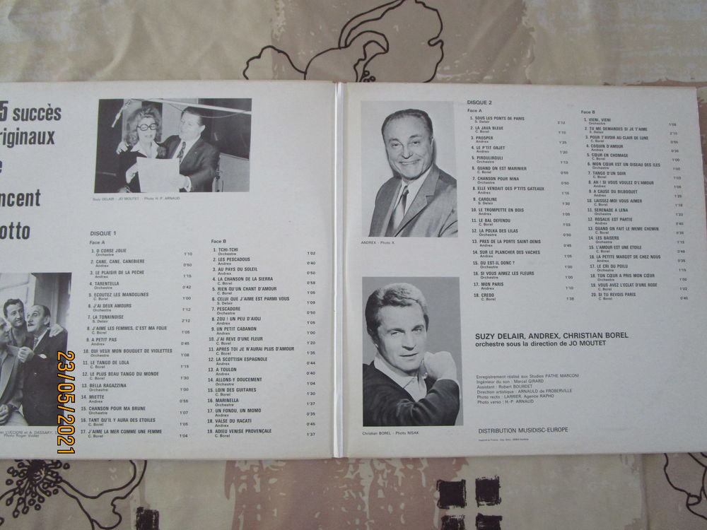 DOUBLE album de 75 succ&egrave;s de VINCENT SCOTTO CD et vinyles