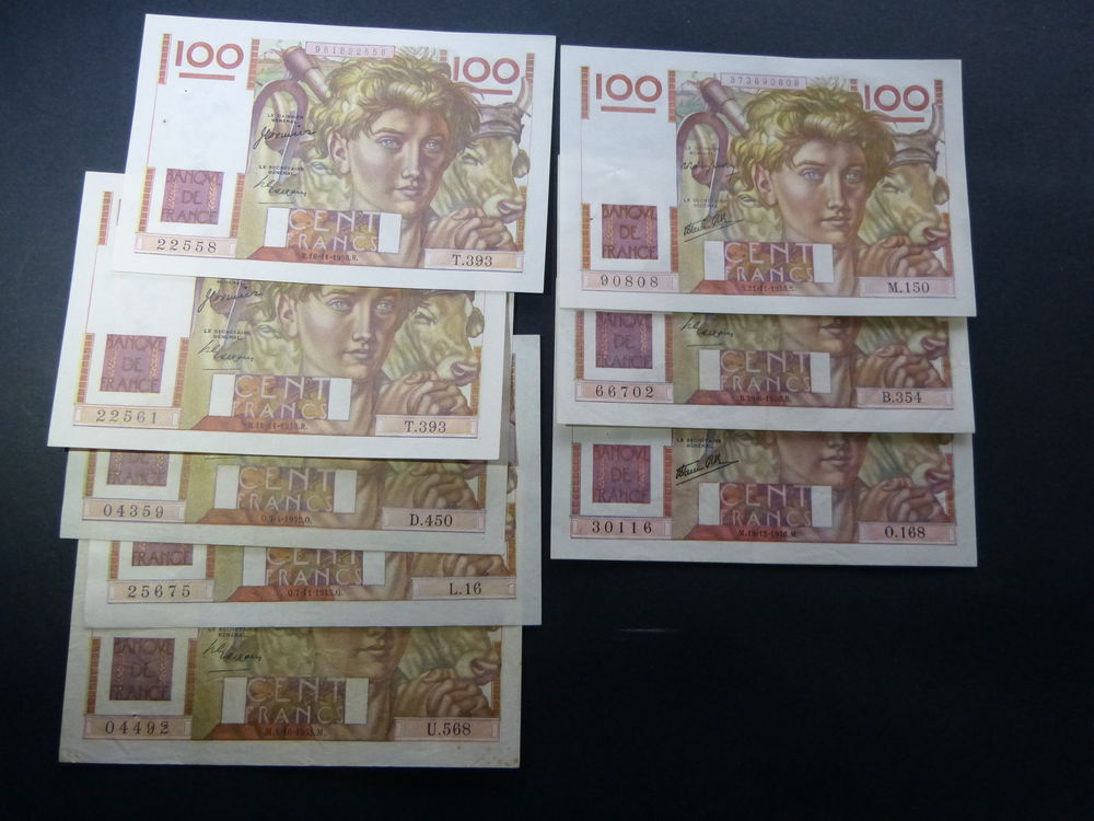 F 28 100 f paysan lot de 15 billets neufs 