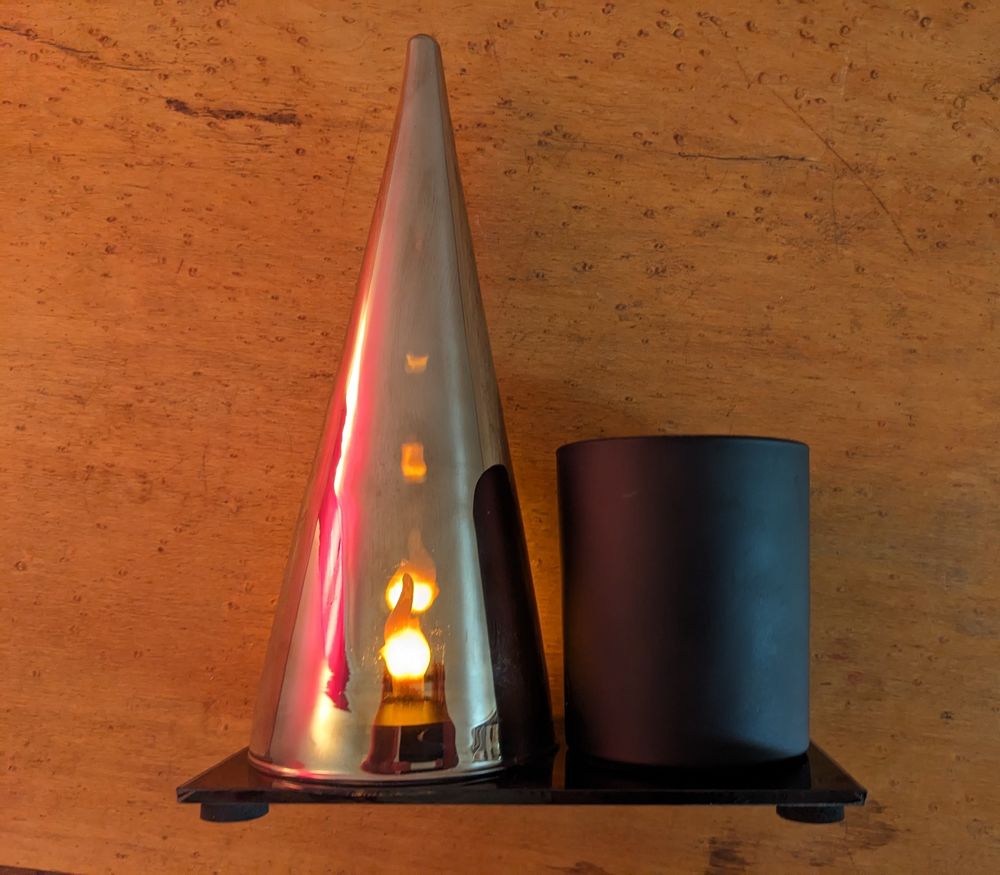 Lampe design en verre de bureau chrome or et noir avec flamm Décoration