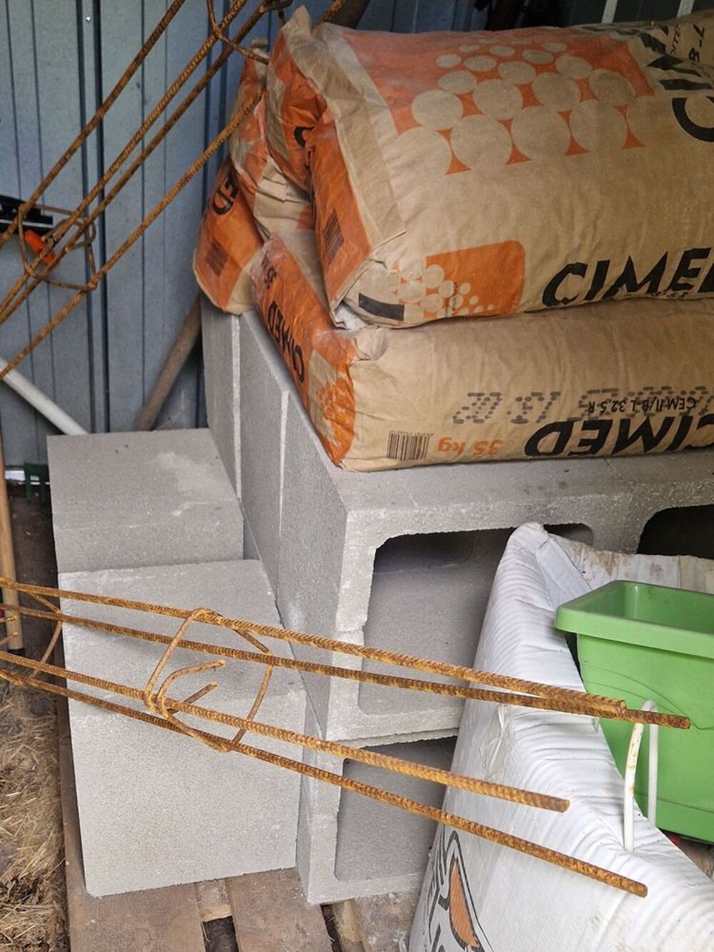 KIT PORTAIL BATTANT FER BLEU 3M + PILIERS COMPLET Bricolage